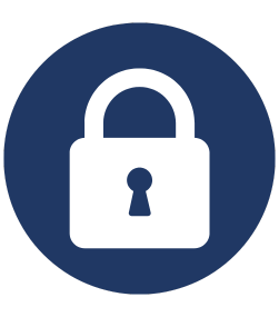 Decorative icon of a blue circle with a lock. Click to be taken to ready to account protection and security.